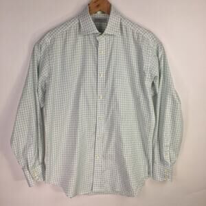 Thomas Dean Green Plaid Checked Shirt Flip Cuff Medium